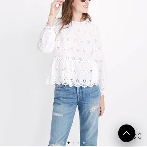 Madewell Eyelet Keyhole Peplum Top